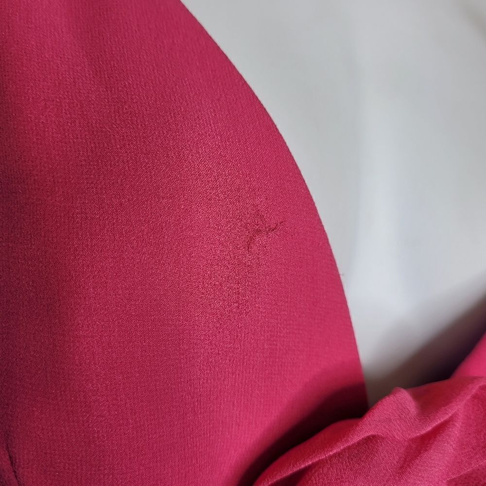 VINTAGE 90s magenta barbiecore tiered silk spaghetti strap formal dress M - Picture 7 of 12